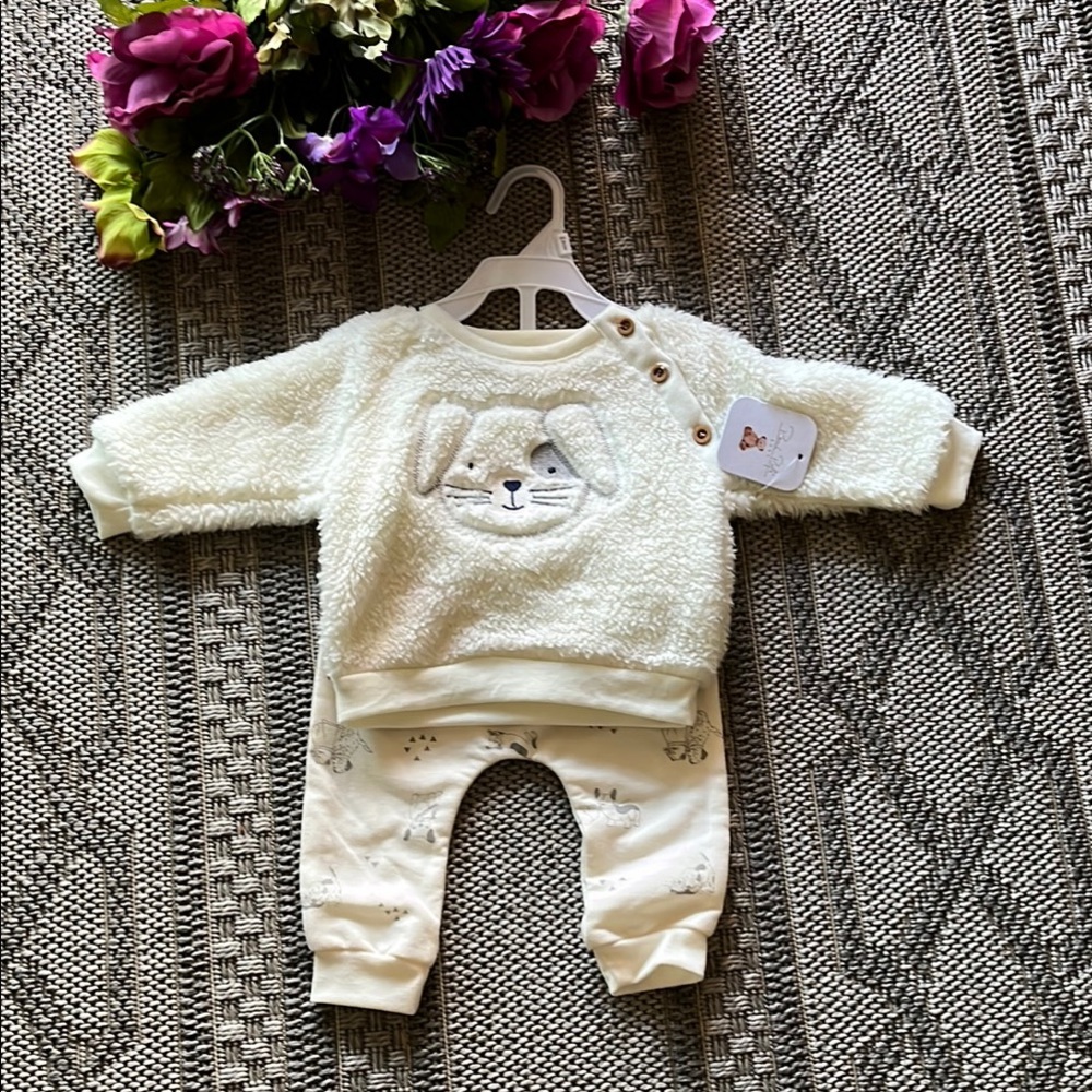 Rene Rofe Cream Doggy Kids Matching Set Size 6-9 months